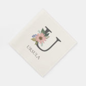 モダンフローラのカスモノグラムのタマイズ可能なU スタンダードランチョンナプキン (角)