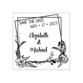 モダンフローラの保存結婚日 ラバースタンプ (インプリント)