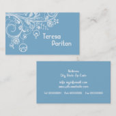 モダンフローラの渦巻き旋回と鳥の夕色 名刺 (正面/裏面)