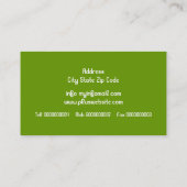 モダンフローラの渦巻き旋回と鳥の緑 名刺 (裏面)