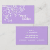 モダンフローラの渦巻き鳥と紫 名刺 (正面/裏面)