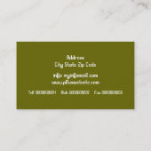 モダンフローラの渦巻き鳥と鳥オリーブグリーン 名刺 (裏面)