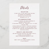 モダンフローラの結婚緑が一斉に 箔招待状 (裏面)