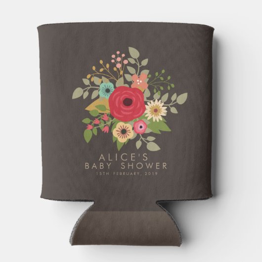 モダンフローラの赤ちゃんシャワー缶ホルクールダ 缶クーラー (裏面)