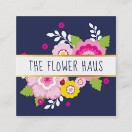 モダンフローラはっきりしたカラフル開花 スクエア名刺