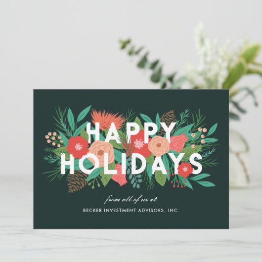 モダンフローラはっきりしたハッピーホリデ企業のー シーズンカード (スタンド正面)