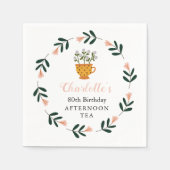 モダンフローラアフタヌーンティー誕生日 スタンダードカクテルナプキン (正面)