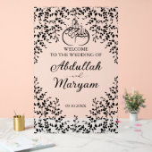 モダンフローライスラム結婚教徒の歓迎 アクリルサイン (ウェディング)