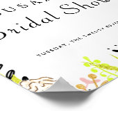 モダンフローラインクブライダルシャワー標識 ポスター (角)