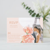 モダンフローラウェディングRSVP食事の選択写真 出欠カード (スタンド正面)