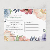 モダンフローラウォーエレガントターカラーシックRSVP結婚s インビテーションポストカード (裏面)