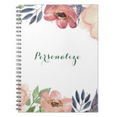 モダンフローラウォーターエレガントカラーカスタムシック ノートブック (正面)