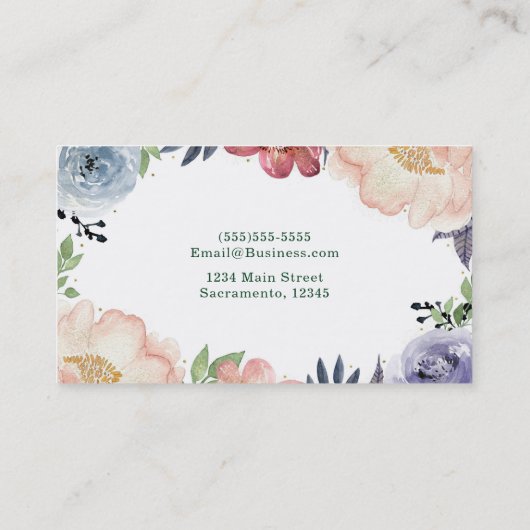 モダンフローラウォーターエレガントカラーシックな花 名刺 (裏面)