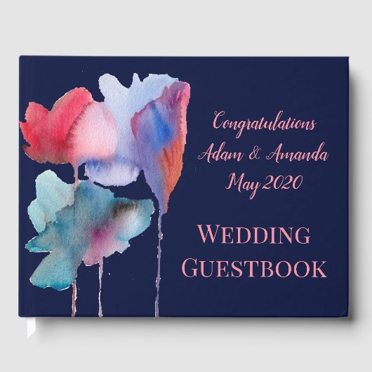 モダンフローラウォーター結婚カラー ゲストブック (正面)