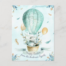モダンフローラウォーター色ハッピーイースターバニー シーズンポストカード