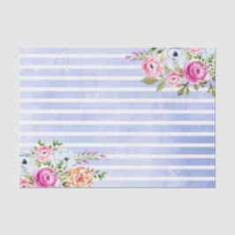 モダンフローラウォーター色バラネイビストライプー結婚 薄葉紙