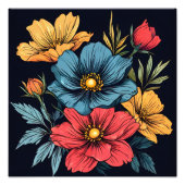 モダンフローラウォールはっきりしたアート フォトプリント            (正面)