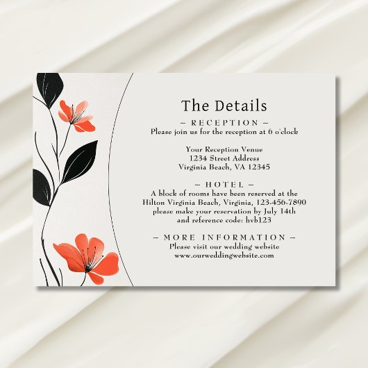 モダンフローラエレガンスはっきりした開花結婚ズ詳細 エンクロージャーカード