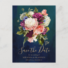 モダンフローラエレガントエメラルドグリーン金ゴールド結婚ズ 案内ポストカード