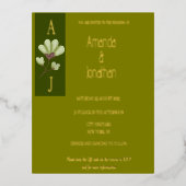 モダンフローラエレガントボヘミアンオリーブと金ゴールド 箔招待状ポストカード (正面)