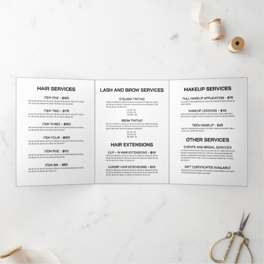 モダンフローラエレガント美しいサロン 三つ折りカード (内部)