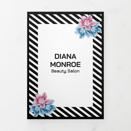 モダンフローラエレガント美しいサロン 三つ折りカード (カバー)