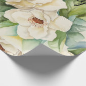 モダンフローラエレガント誕生日黒名スクリプト ラッピングペーパー (角)