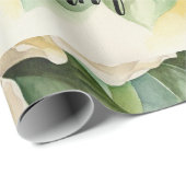 モダンフローラエレガント誕生日黒名スクリプト ラッピングペーパー (ロールコーナー)