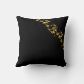 モダンフローラエレガント金ゴールドブラック退職パーティー クッション (裏面)