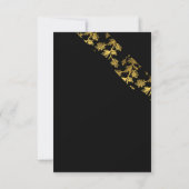 モダンフローラエレガント金ゴールドブラック退職パーティー サンキューカード (裏面)