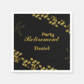 モダンフローラエレガント金ゴールドブラック退職 スタンダードカクテルナプキン (正面)