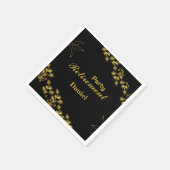 モダンフローラエレガント金ゴールドブラック退職 スタンダードカクテルナプキン (角)