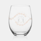 モダンフローラオーバーレイ結婚花 ステムなしワイングラス (正面)