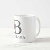 モダンフローラカスタマイズモノグラムの可能な文字B コーヒーマグカップ (正面右)