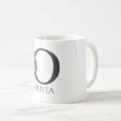 モダンフローラカスタマイズモノグラムの可能な文字O コーヒーマグカップ (正面右)