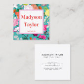 モダンフローラカスタムタイポグラフィ スクエア名刺 (正面/裏面)