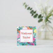 モダンフローラカスタムタイポグラフィ スクエア名刺 (スタンド正面)