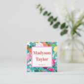 モダンフローラカスタムタイポグラフィ スクエア名刺 (スタンド正面)