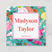 モダンフローラカスタムタイポグラフィ スクエア名刺 (正面)