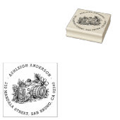 モダンフローラカメラ名とラウンド差出人住所 ラバースタンプ (押印)