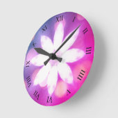モダンフローラカラフルピンクブルーグラデーション ラウンド壁時計 (傾斜)