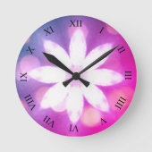 モダンフローラカラフルピンクブルーグラデーション ラウンド壁時計 (正面)