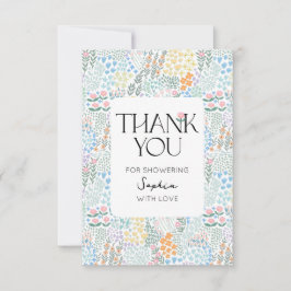 モダンフローラカラフル開花ベビーシャワーベビー サンキューカード
