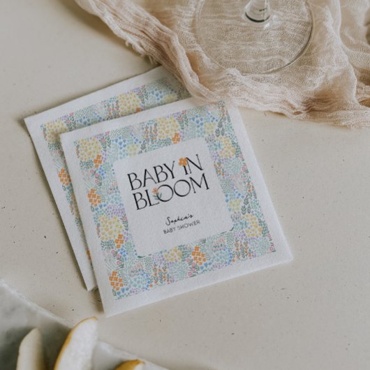 モダンフローラカラフル開花ベビーシャワーベビー スタンダードカクテルナプキン