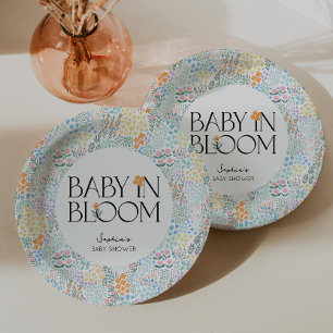 モダンフローラカラフル開花ベビーシャワーベビー ペーパープレート