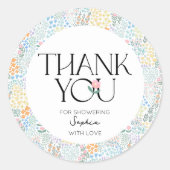 モダンフローラカラフル開花ベビーシャワーベビー ラウンドシール (正面)