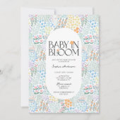 モダンフローラカラフル開花ベビーシャワーベビー 招待状 (正面)