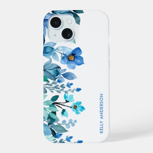 モダンフローラガーリー熱帯水彩 iPhone 15ケース (裏面)