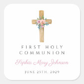 モダンフローラクロスガール第一聖餐式 スクエアシール (正面)