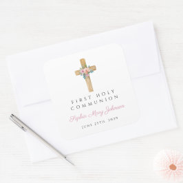 モダンフローラクロスガール第一聖餐式 スクエアシール